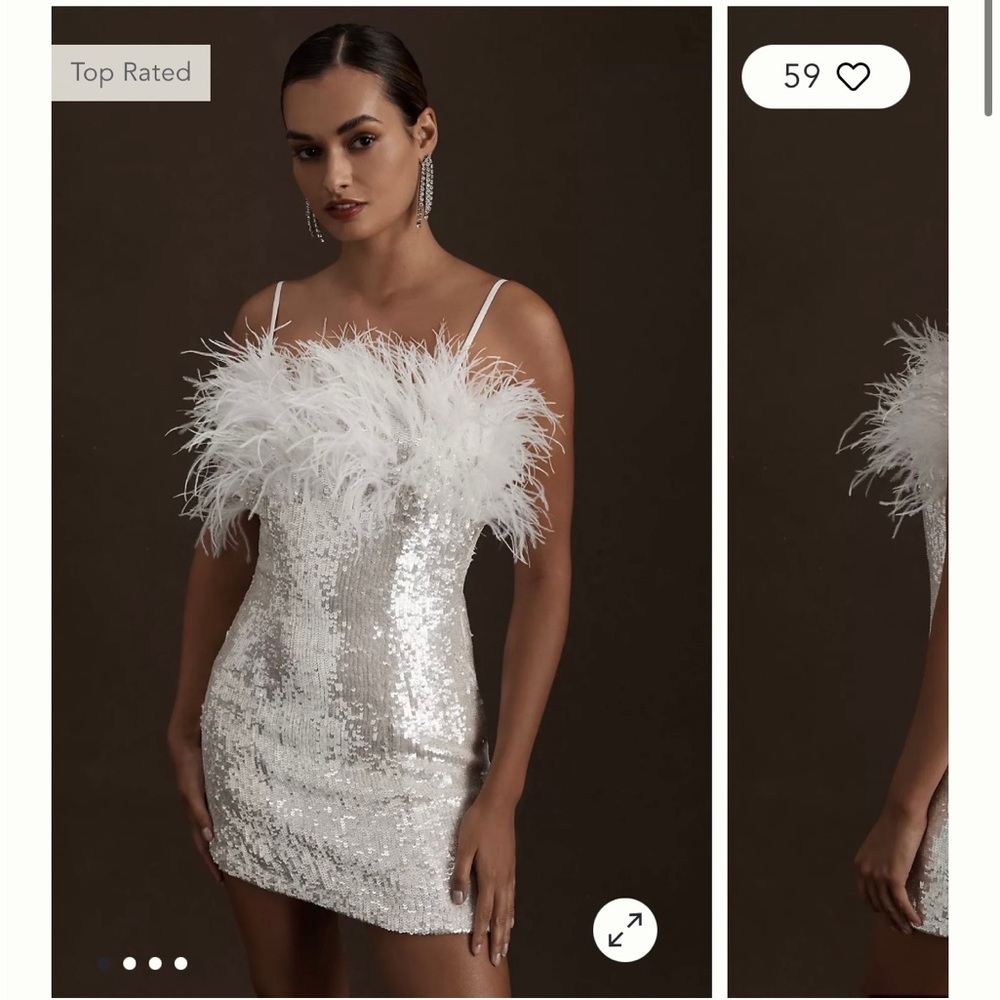 Audrey Adele Adelaide Feather & Sequin Mini Dress
